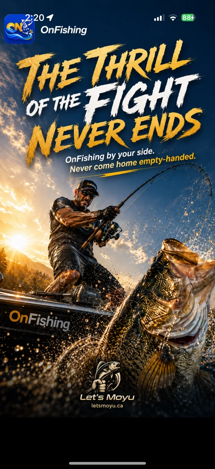 ON Fishing app preview showing Ontario fishing trip planning context
